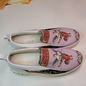 Versace Angeli print canvas sneakers